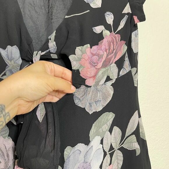 90’s Y2K Midi Dress Vintage Size 14 Chiffon Floral Romantic Fairy Whimsigoth - Picture 7 of 9